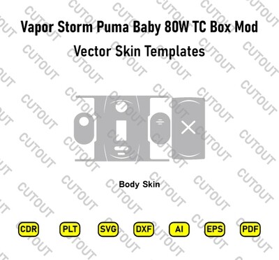 Vapor Storm Puma Baby 80W TC Box Mod Vector Skin Cut Files