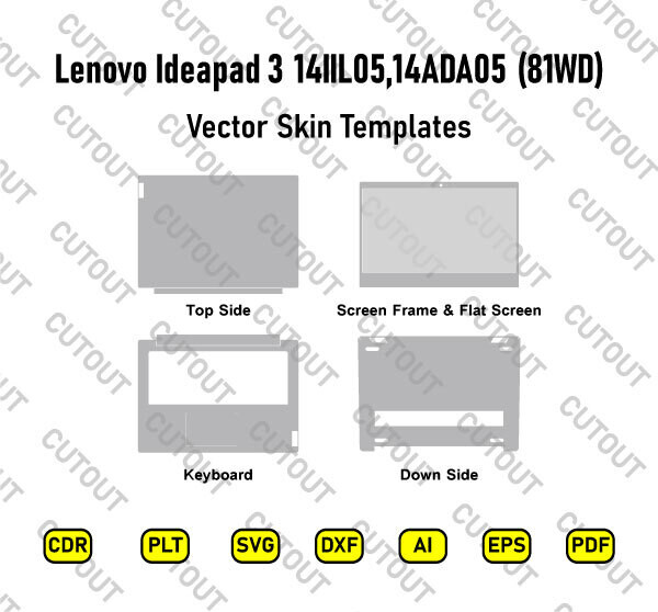 Lenovo Ideapad 3 14IIL05,14ADA05 (81WD) Vector Skin Cut Files