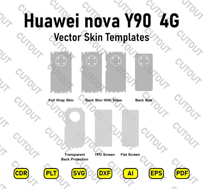 ​Archivos de corte de piel vectorial para Huawei Nova Y90 4G