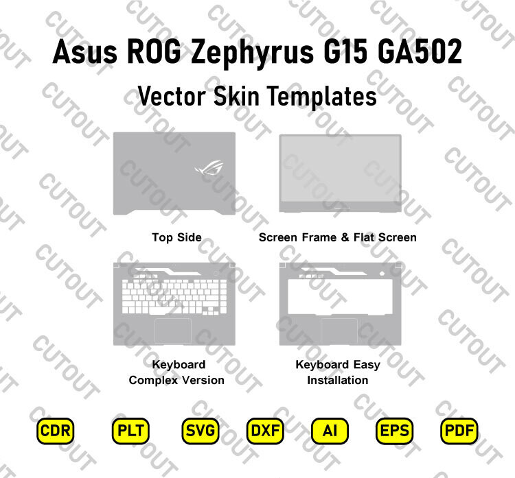 ​Archivos de corte de piel vectoriales para Asus ROG Zephyrus G15 GA502