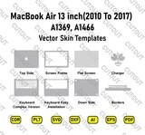 MacBook Air 13 2010 To 2017 A1369, A1466 Vector Skin Cut Files