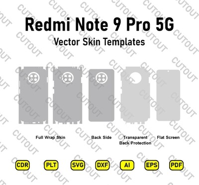 Redmi Note 9 Pro 5G Vector Skin Cut Files