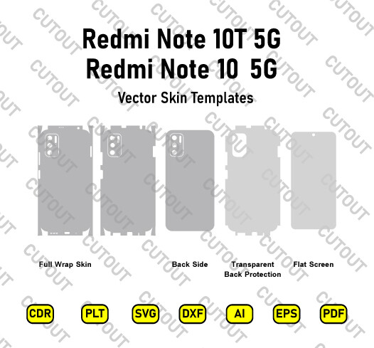 Redmi Note 10 5G/ Redmi Note 10T 5G Vector Skin Cut Files