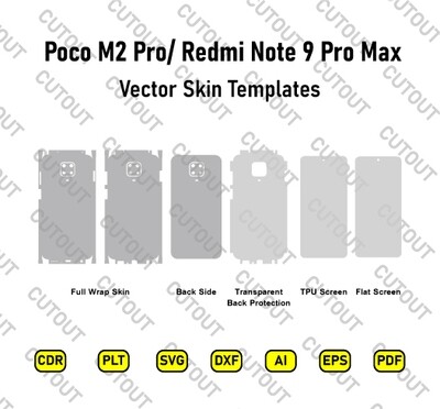 Xiaomi Poco M2 Pro/ Redmi Note 9 Pro Max Vector Skin Cut Files