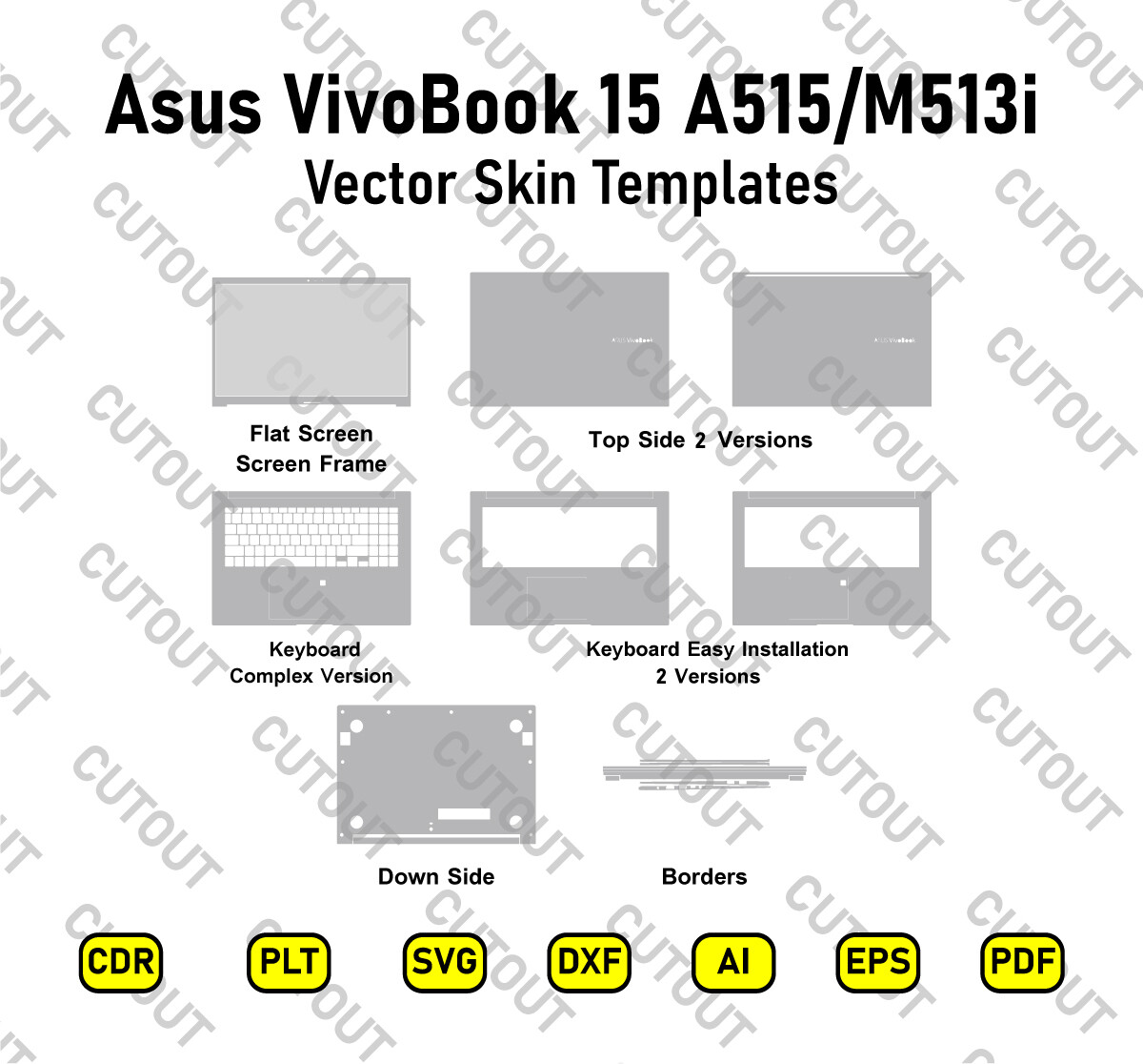 Asus VivoBook 15 A515, M513I Vector Skin Cut Files