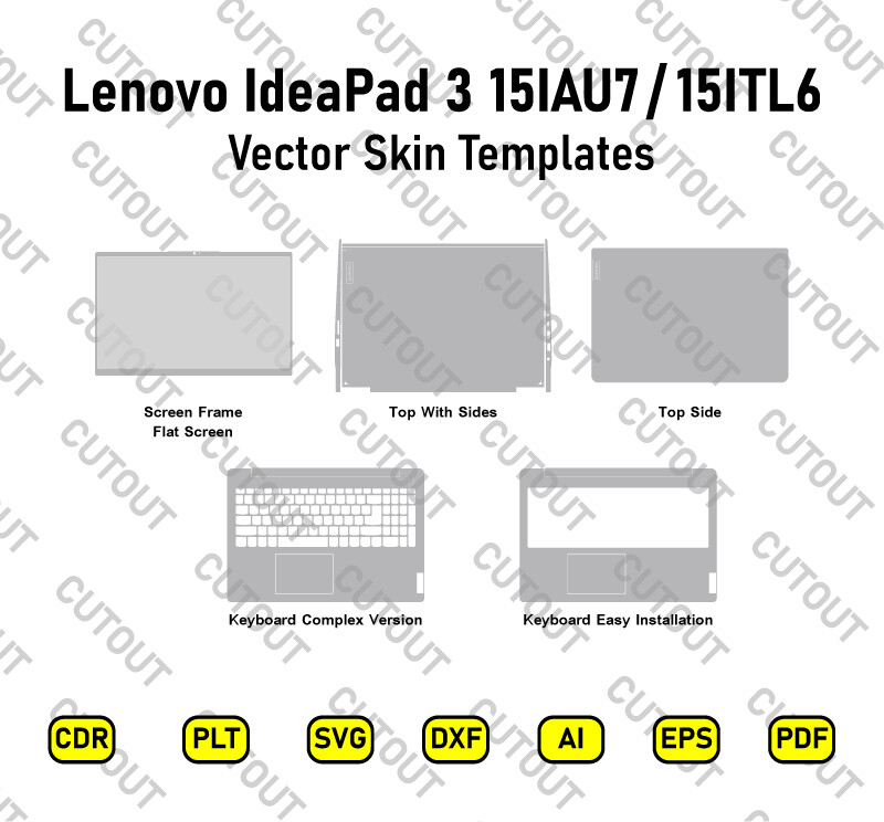 Lenovo IdeaPad 3  15IAU7 / 15ITL6 Vector Skin Cut Files