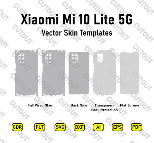 ​Archivos de corte de piel vectorial Xiaomi Mi 10 Lite 5G