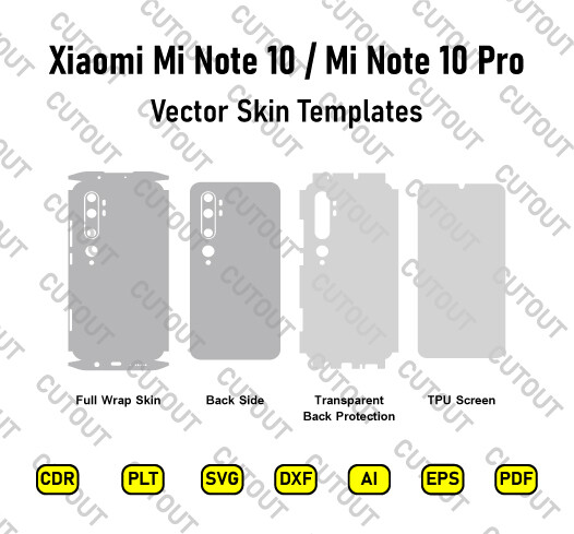 Xiaomi Mi Note 10 / Mi Note 10 Pro Vector Skin Cut Files