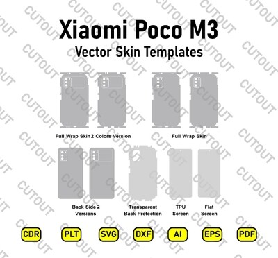 ​Archivos de corte de piel vectoriales para Xiaomi Poco M3