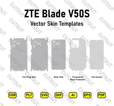 ​Archivos de corte de piel vectorial para ZTE Blade V50S