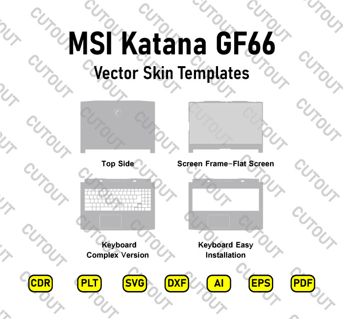 MSI Katana GF66  15.6 Vector Skin Cut Files