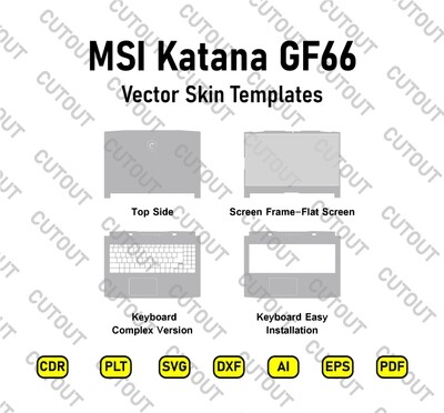 Archivos de corte de piel vectorial MSI Katana GF66 15.6