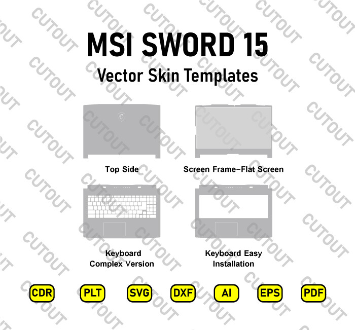 MSI SWORD 15 A11UD 15.6 Vector Skin Cut Files