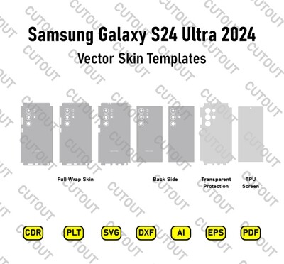 ​Archivos de corte de piel vectorial para Samsung Galaxy S24 Ultra 2024
