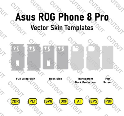 ​Archivos de corte de piel vectorial del Asus ROG Phone 8 Pro