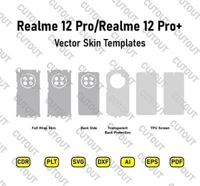 ​Archivos de corte de piel vectorial Realme 12 Pro-Realme 12 Pro+