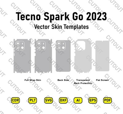 ​Archivos de corte de piel vectorial Tecno Spark Go 2023