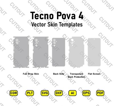 ​Archivos de corte de piel vectorial Tecno Pova 4