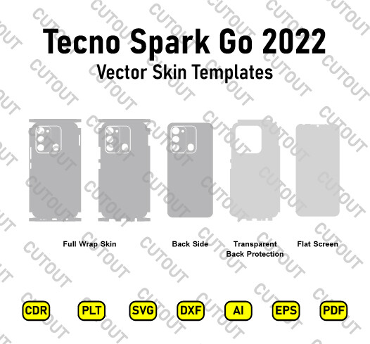 Tecno Spark Go 2022 Vector Skin Cut Files