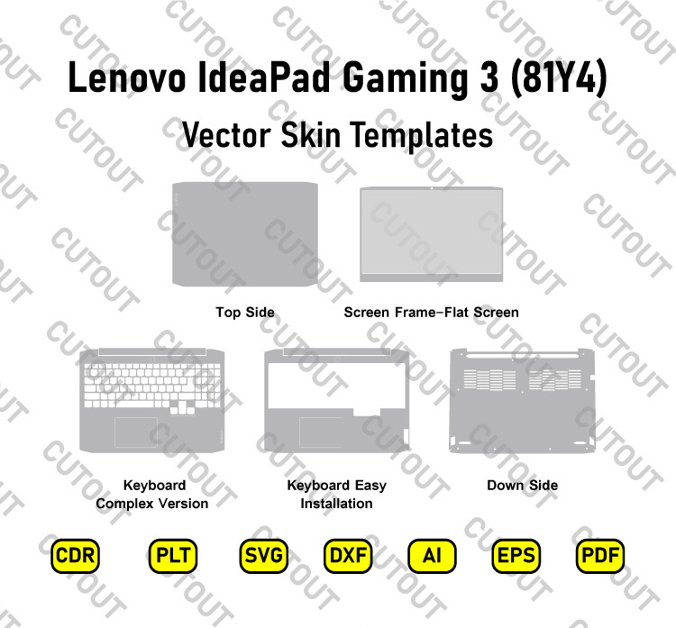 Lenovo IdeaPad Gaming 3 15ARH05,15IMH05 (81Y4) Vector Skin Cut Files
