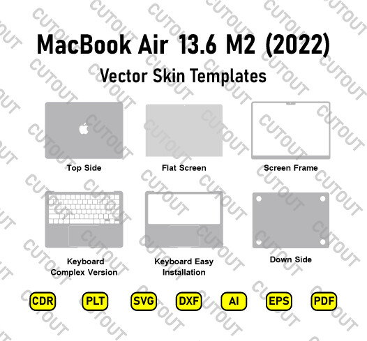 Archivos de corte de piel vectorial de MacBook Air 13.6 M2 (2022)