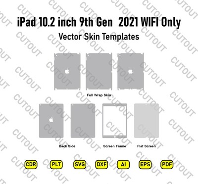 iPad 9th Gen 10.2-inch 2021 WIFI Only Vector Skin Cut Files