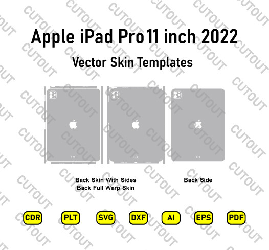 iPad Pro 11 inch M2 4th gen 2022 Wi-Fi + Cellular Vector Skin Cut Files