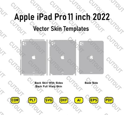 iPad Pro 11 inch M2 4th gen 2022 Wi-Fi + Cellular Vector Skin Cut Files