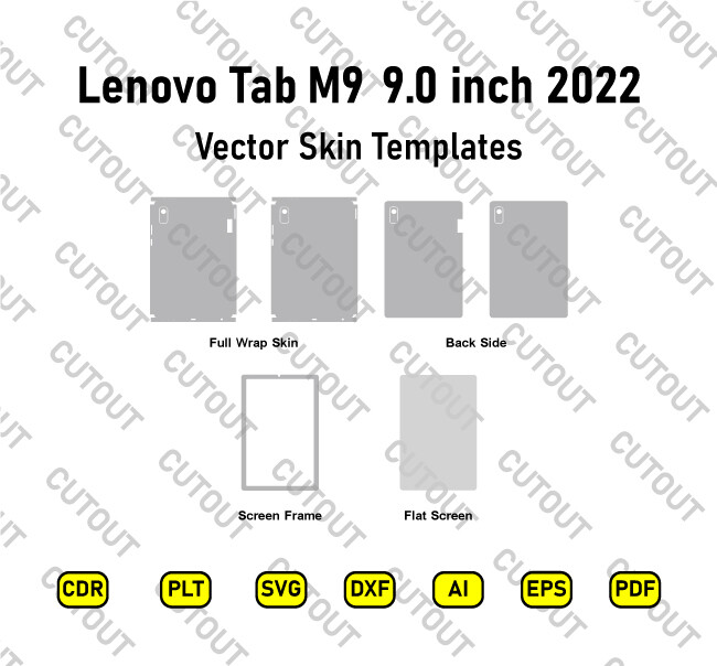 ​Lenovo Tab M9 9,0 Zoll 2022 Vektor-Skin-Schnittdateien