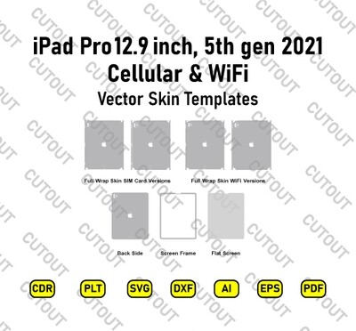 iPad Pro 12.9-inch, 5th gen 2021 Cellular &amp; WiFi Vector Skin Cut Files