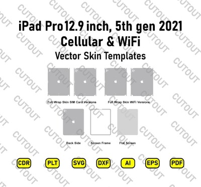 ​Archivos de corte de apariencia vectorial WiFi y celular para iPad Pro de 12,9 pulgadas, 5.a generación 2021