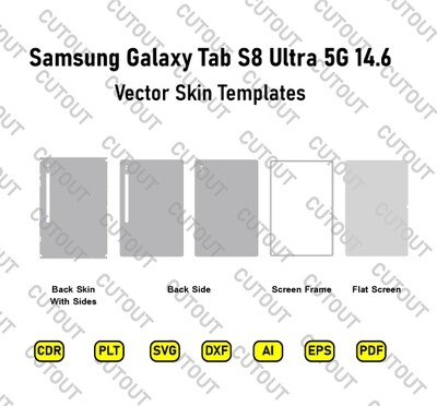 Samsung Galaxy Tab S8 Ultra 5G 14,6 pulgadas 2022 Archivos de corte de piel vectorial