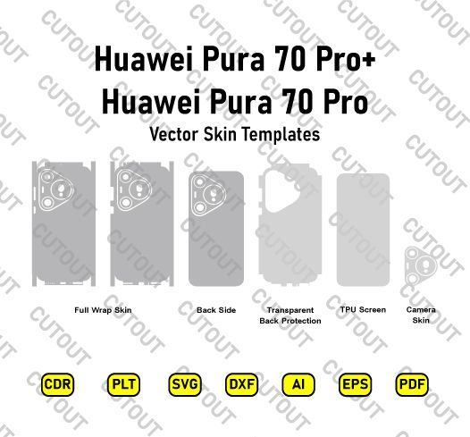 ​Archivos de corte de piel vectorial para Huawei Pura 70 Pro/Pura 70 Pro+