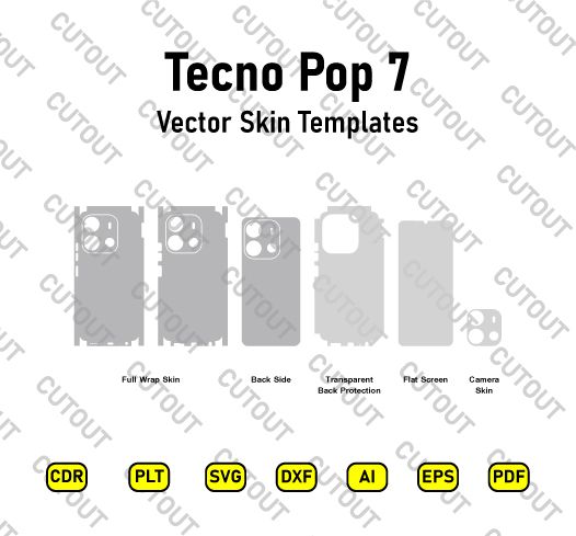 Tecno Pop 7 Vector Skin Cut Files