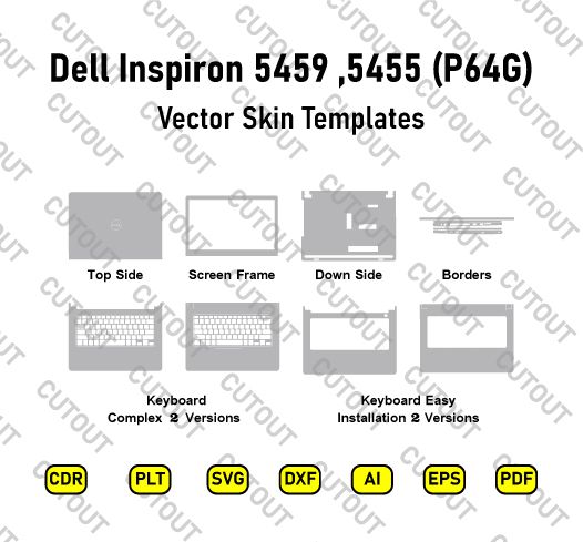 ​Archivos de corte de apariencia vectorial Dell Inspiron 5455, 5459 (P64G)