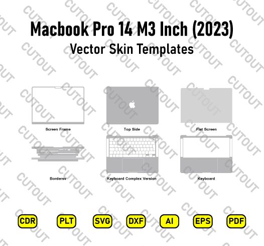 Macbook Pro M3 14 2023 Vector Skin Cut Files