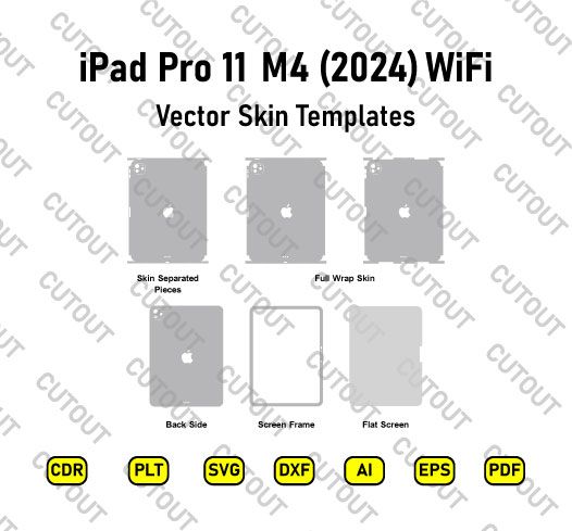 ​Archivos de corte de skins vectoriales para Apple iPad Pro 11 M4 (2024) WIFI (5.ª generación)