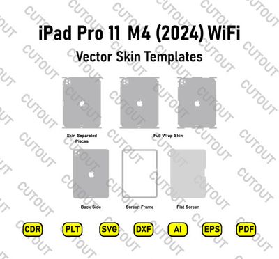 ​Archivos de corte de skins vectoriales para Apple iPad Pro 11 M4 (2024) WIFI (5.ª generación)