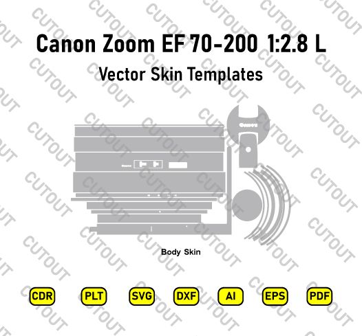 Canon Zoom EF 70-200 1:2.8 L Ultrasonic Lens Vector Skin Cut Files