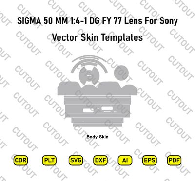 ​Archivos de corte de la carcasa vectorial SIGMA 50 MM 1:1.4 DG FY 77 para Sony
