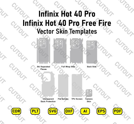 Infinix Hot 40 Pro-Hot 40 Pro Free Fire (X6837) Vector Skin Cut Files