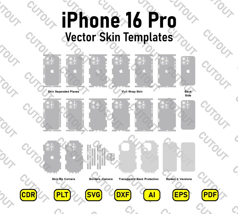 iPhone 16 Pro Vector Skin Cut Files