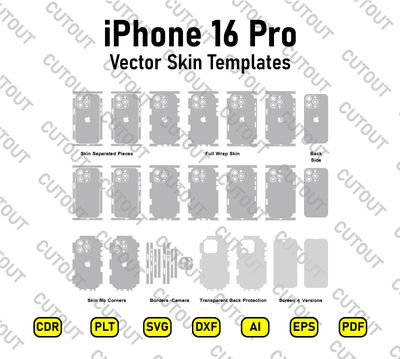 Archivos de corte de skins vectoriales para iPhone 16 Pro