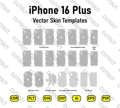 iPhone 16 Plus Vector Skin Cut Files