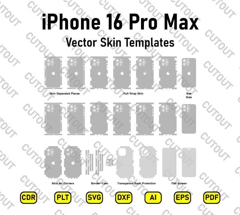 iPhone 16 Pro Max Vector Skin Cut Files