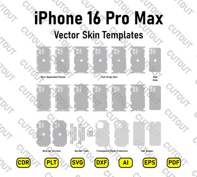​Archivos de corte de skins vectoriales para iPhone 16 Pro Max