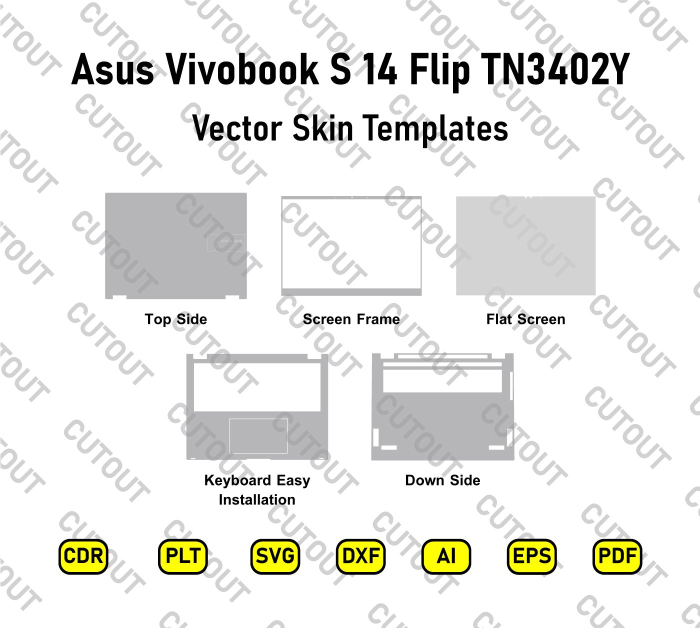 Asus Vivobook S 14 Flip TN3402Y Vector Skin Cut Files