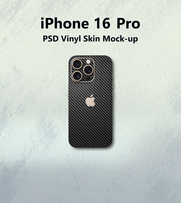 iPhone 16 Pro PSD Vinyl Skin Mockup