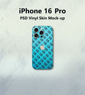 iPhone 16 Pro PSD Vinyl Skin Mockup