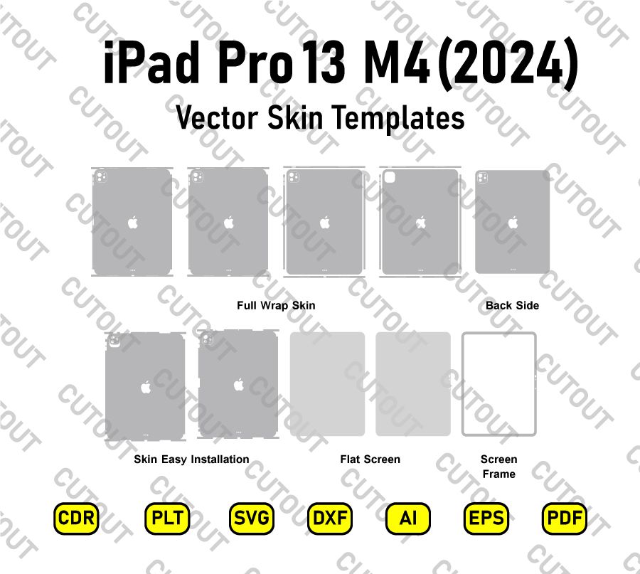Apple iPad Pro 13 M4 (2024)  With Magic Keyboard Vector Skin Cut Files